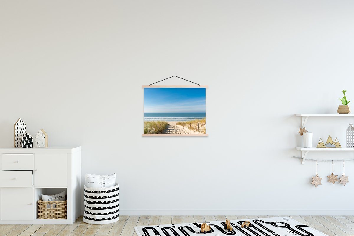 MuchoWow Poster Strand - Meer - Düne - Sand - Sommer, (1 St), Posterleiste, Textilposter für Wohnzimmer, Bilderleiste, Magnetisch braun | braun