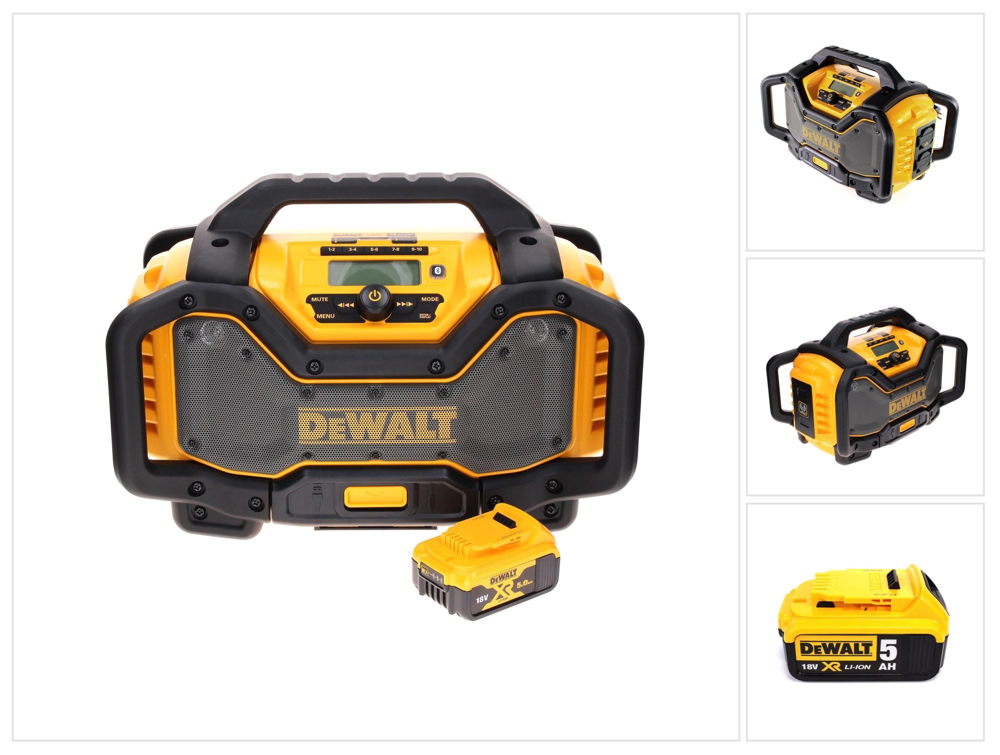 DeWalt DCR 027 N Akku Radio DAB+10,8-18,0 V + 1x Akku 5,0 Ah - ohne Ladegerä Baustellenradio