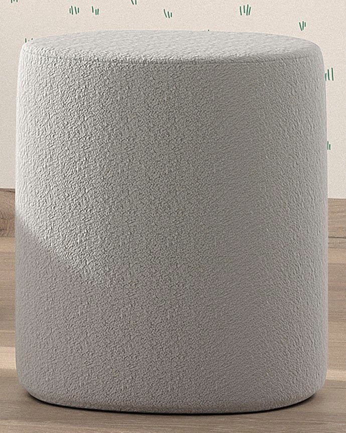 Polsterhocker Moon, Hocker in rund, mit flauschigem Bouclé Stoff