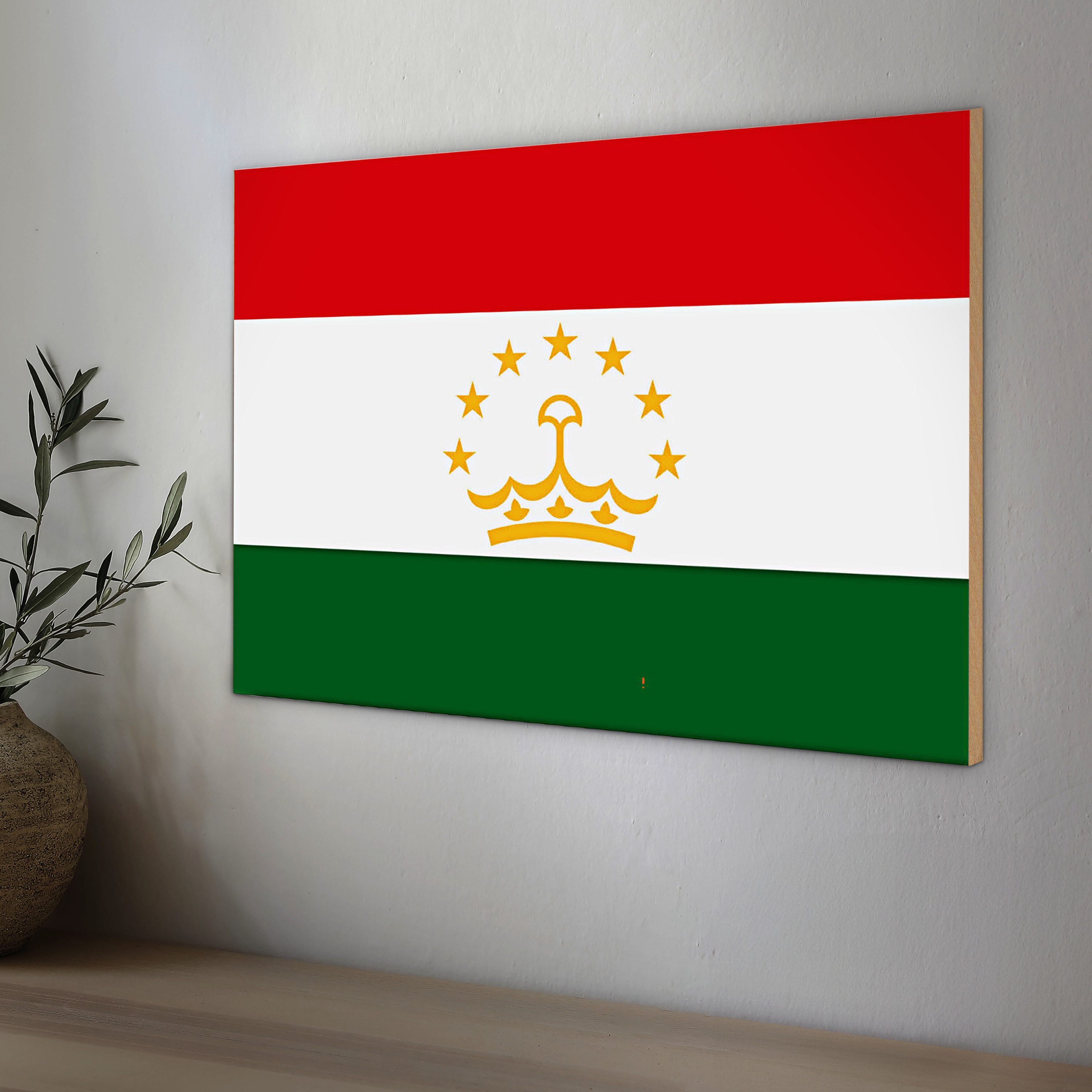 Roomando Holzbild Flagge Tadschikistan 18x12cm Flag of Tajikistan