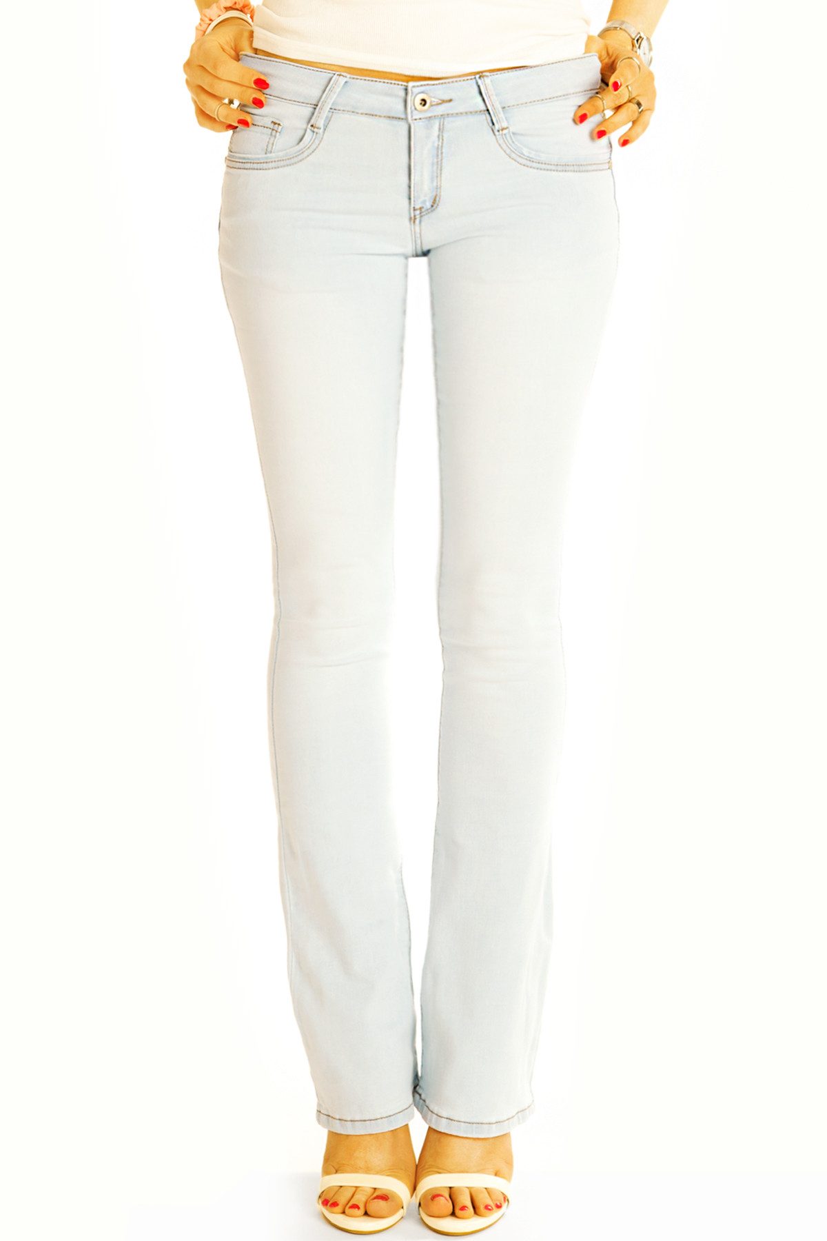 be styled Bootcut-Jeans Hüftjeans Bootcut Jeans - Low Waist Stretch - Damen - j4p-1-hellblau mit Stretch-Anteil