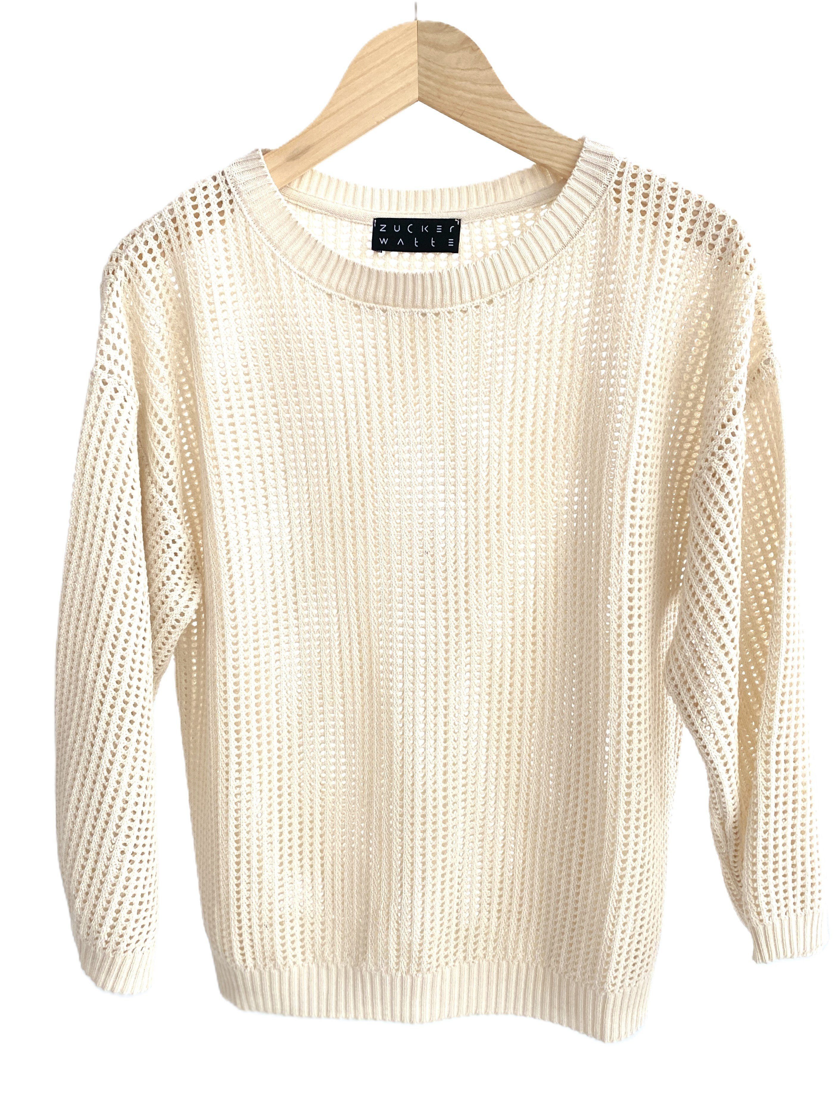 Zuckerwatte Ajourpullover in sommerlicher Häkeloptik günstig online kaufen