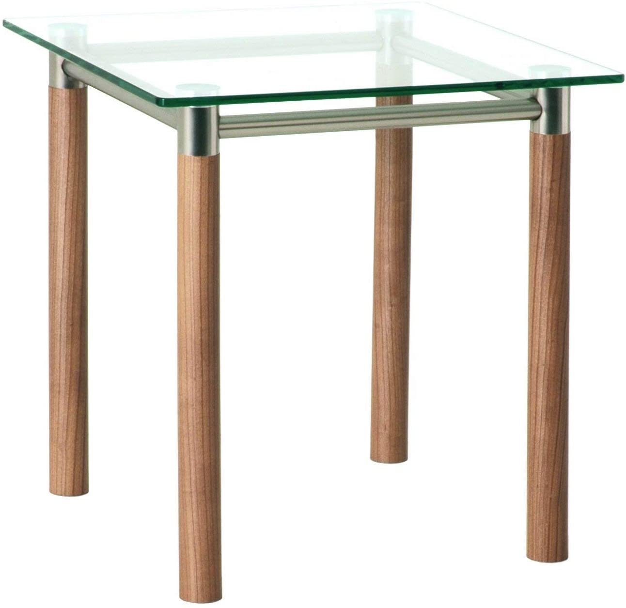 HAKU Beistelltisch Beistelltisch noce satiniert-Sofatisch Sicherheitsglas-B42xH43xT42 cm (1 Stück), Beistelltisch aus Metall