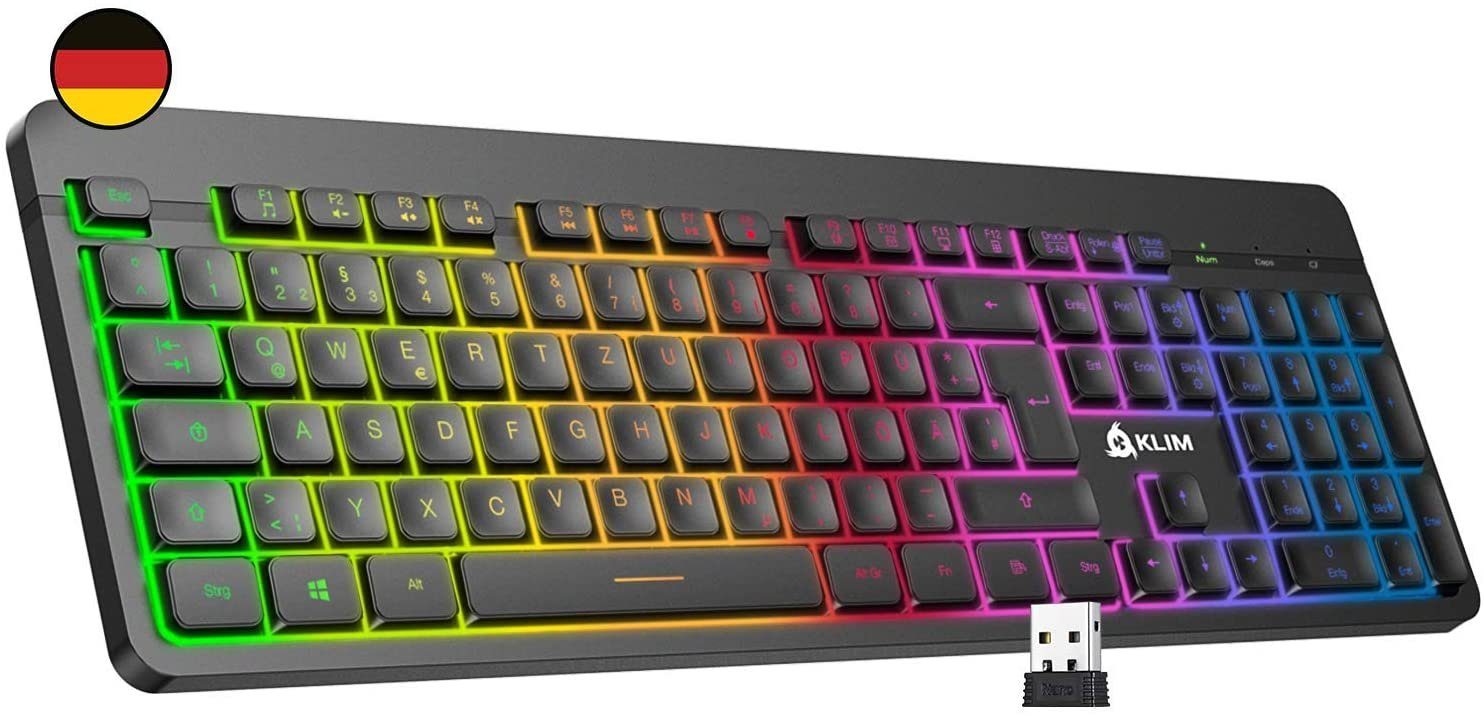 KLIM Domination Gaming-Tastatur (RGB Beleuchtung, Blaue Tasten, Mechanische  Tastatur, QWERTZ)