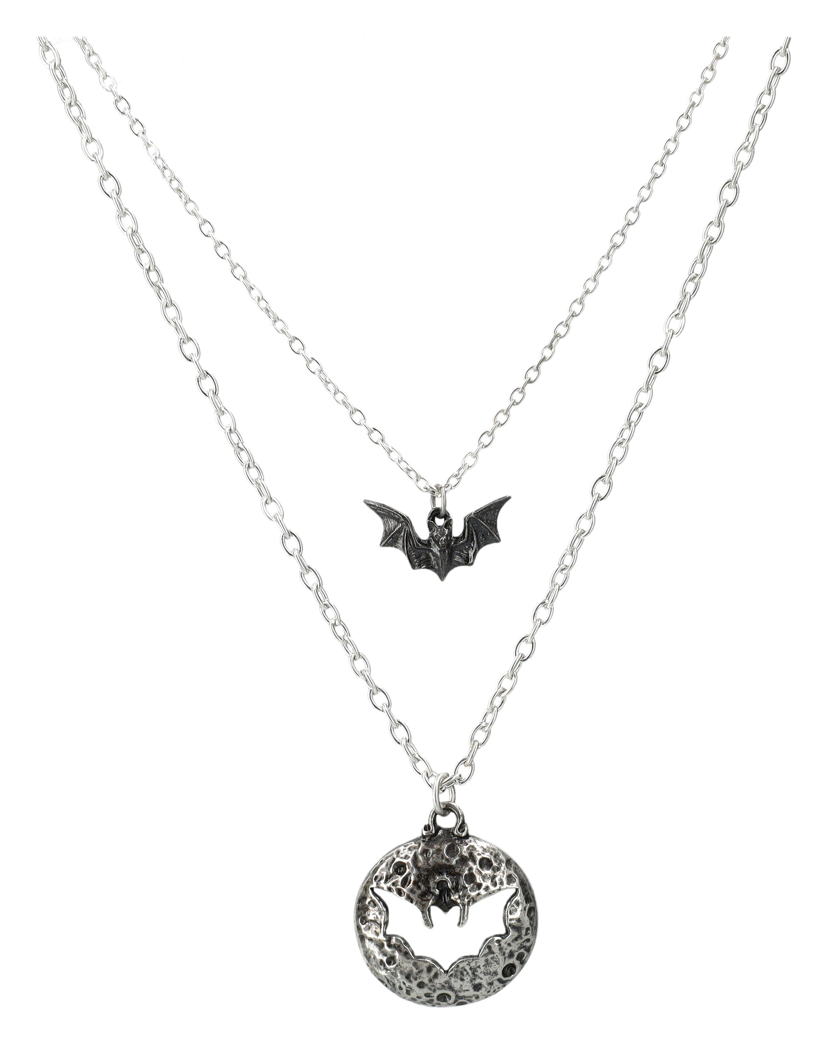 Kette mit Anhänger Gothic Halskette – Mond & Fledermaus Anhänger von Alchemy England
