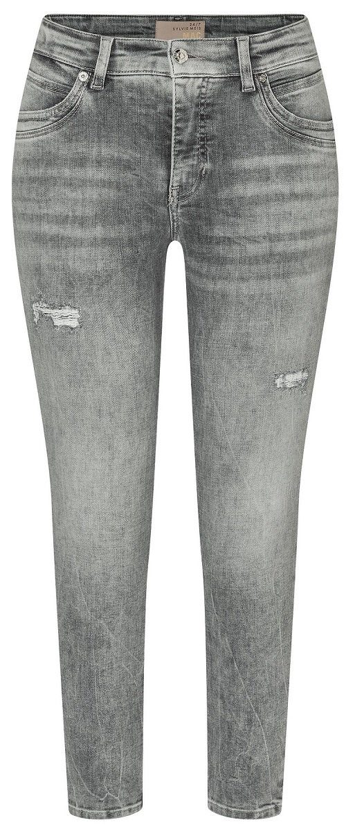 MAC 5-Pocket-Jeans MAC Jeans Mel Femininer Fit mit hoher Leibhöhe mid grey heavy destroy