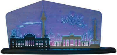 Weigla LED Dekolicht Berlin bei Nacht, LED wechselbar, Neutralweiß, beidseitiges Motiv Berlin (Brandenburger Tor, Fernsehturm)