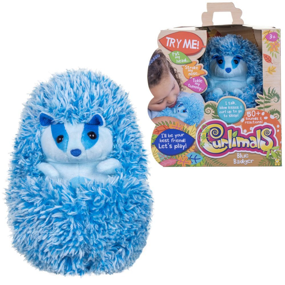 Toy Fun Plüschfigur Dachs Blue Curlimals 3710 interaktives Kuscheltier 45 Geräusche