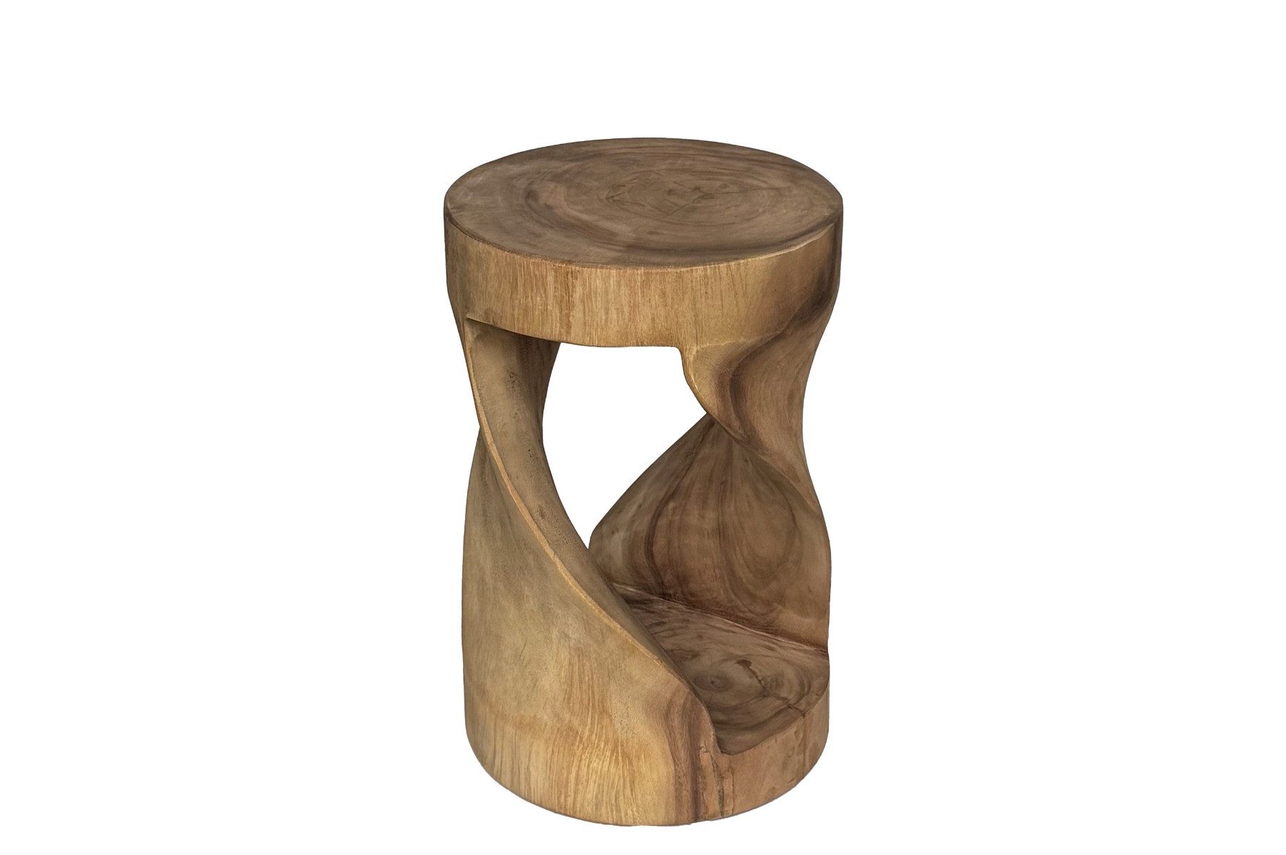 Livingfurn Sitzhocker Design Massivholz Sitzhocker Hocker aus Suar Holz Rund Natur Hartholz, Massiv Holz