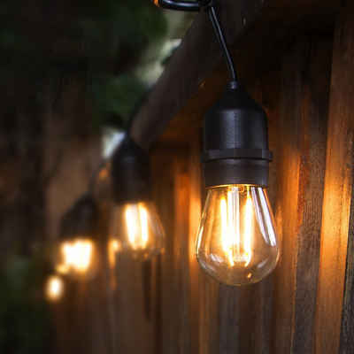 Quntis LED-Lichterkette Lichterkette Outdoor 16M/31M Gartenleuchte für Weihnachtsdeko, Anschließbar 15 S14 Birnen