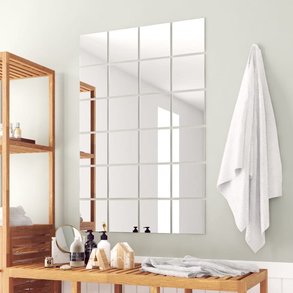 vidaXL Spiegel NA 48-tlg Spiegelfliesen-Set Quadratisch Glas