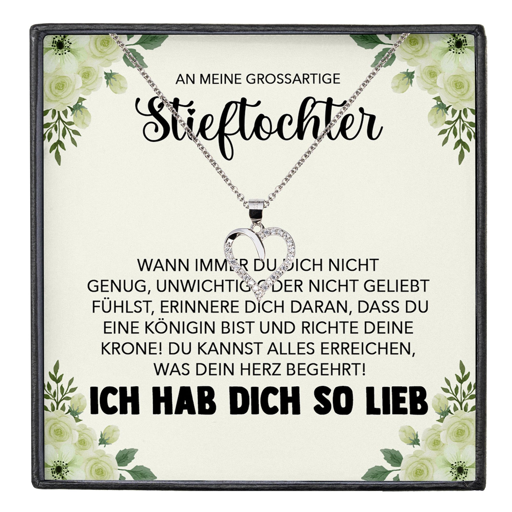 Schmuckset Stieftochter Geschenk Bonus-Tochter Mädchen Herz Halskette Frauen