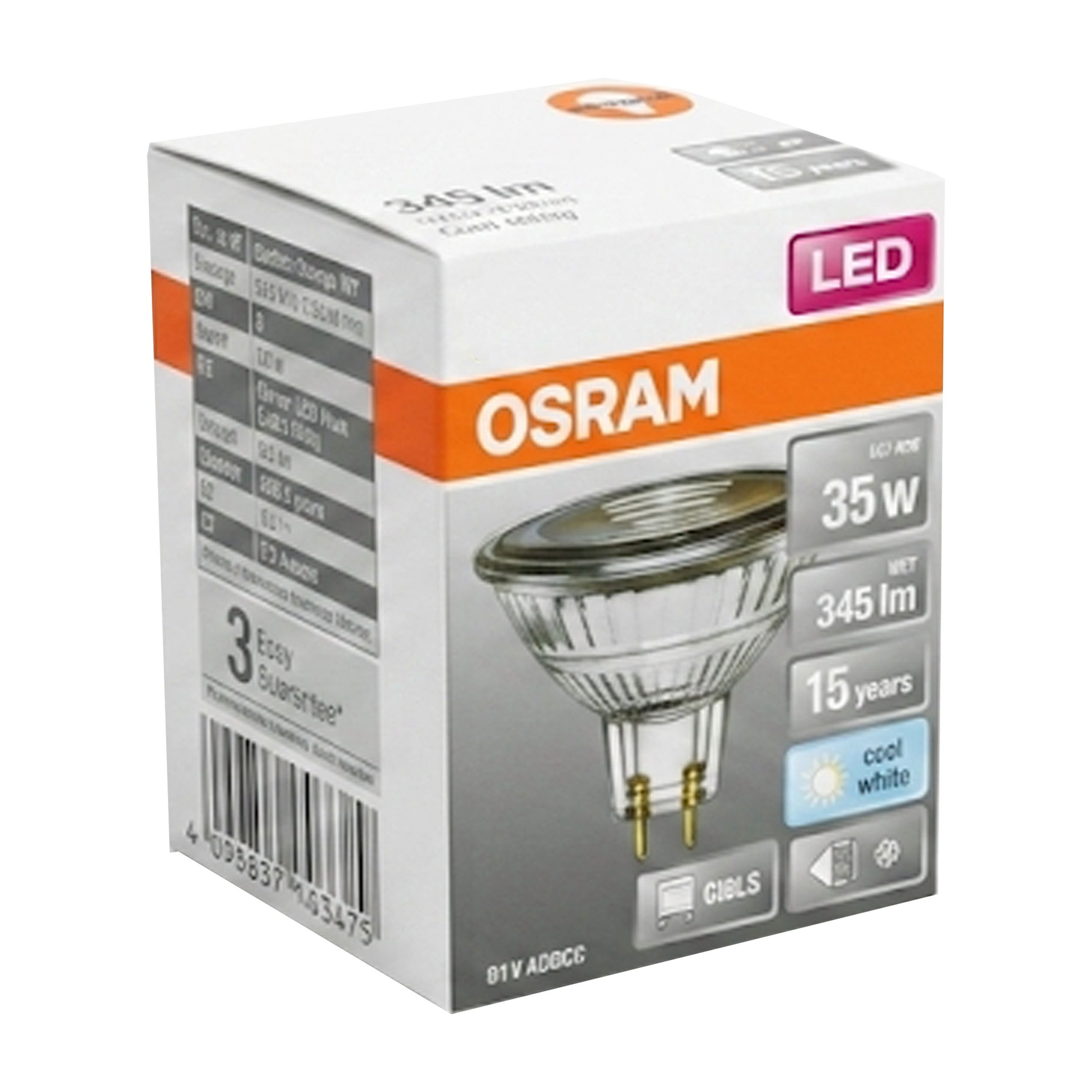 Osram LED-Leuchtmittel Osram LED MR16 Spot 3.4W GU5.3 4000K – 6er Pack, 6 St.
