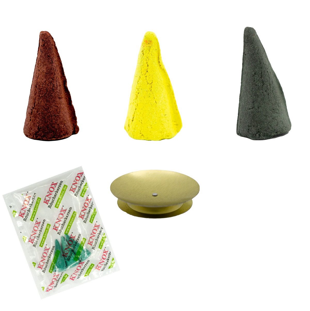 KNOX Duftkerze XXL Räucherkerzen Set - Naschkatze - mit Teller und Proben, Düfte für ein unvergessliches Erlebnis - Made in Germany