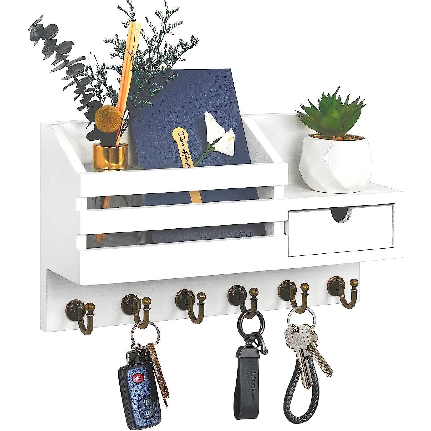 SURFOU Schlüsselbrett Schlüsselhalter Wand Schlüsselbrett Briefhalter mit 6 günstig online kaufen
