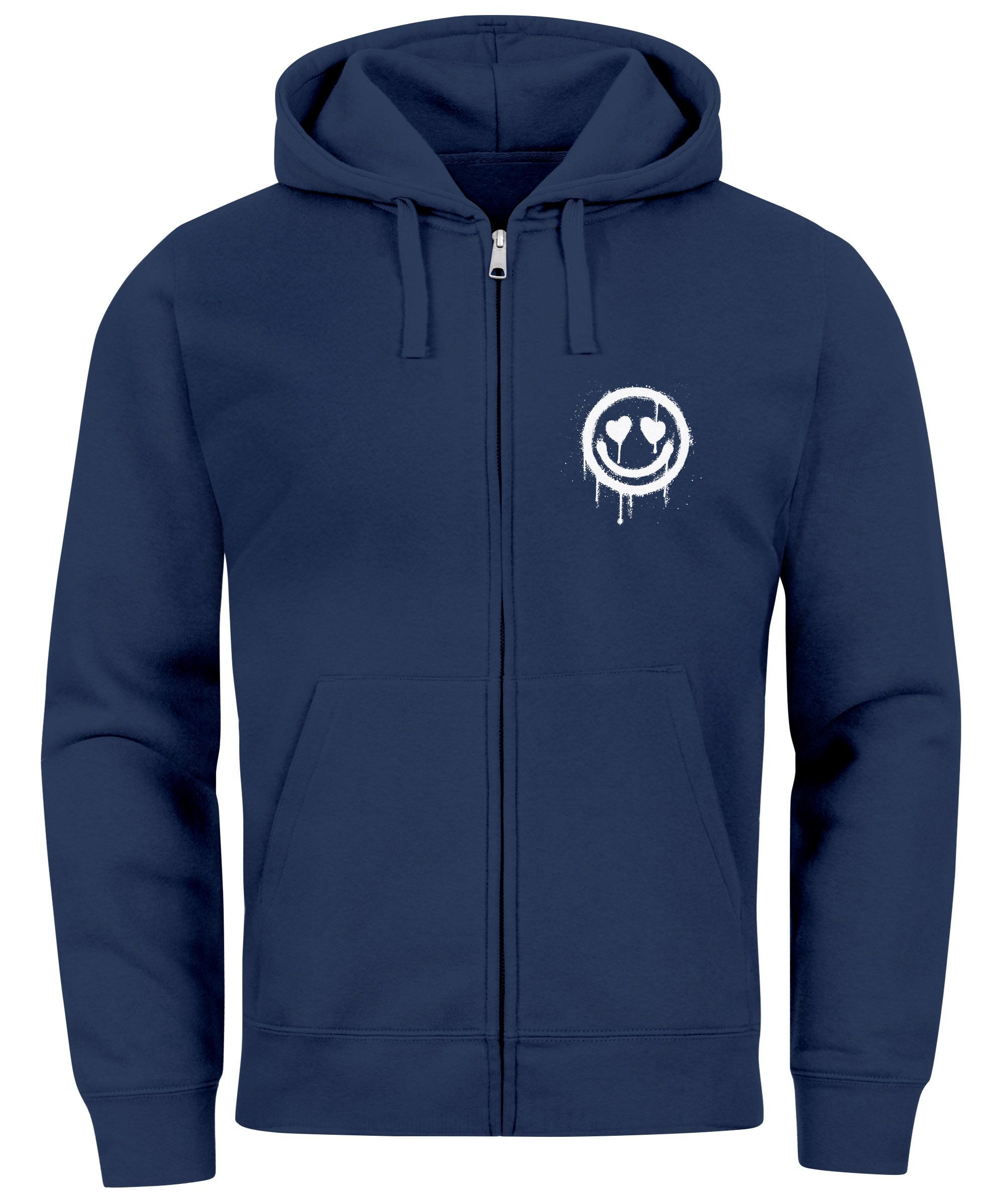 Neverless Sweatjacke Sweatjacke Herren Print Smile günstig online kaufen