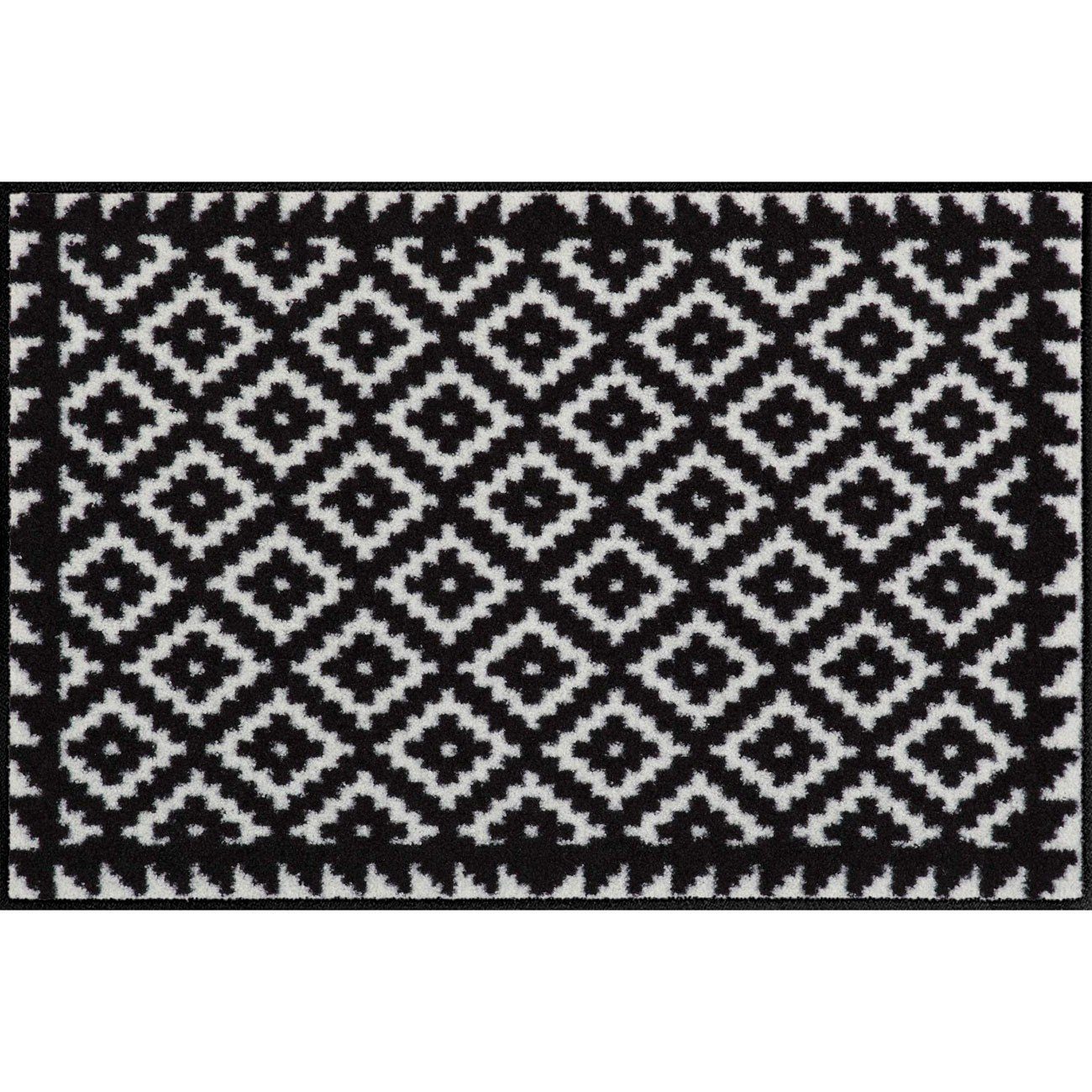 Fußmatte Salonloewe Fußmatte waschbar Tabuk Black & White 50x75 cm, Salonloewe, Rechteckig, Höhe: 7 mm