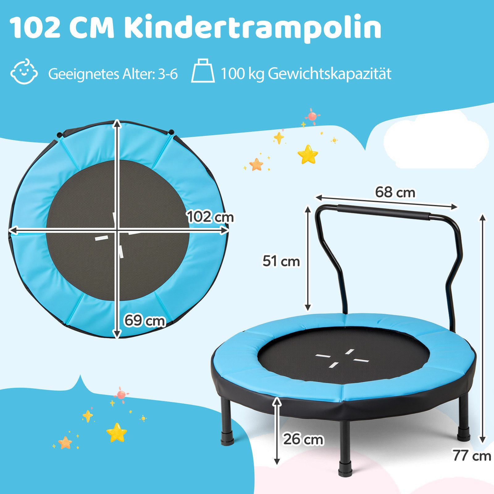COSTWAY Kindertrampolin, (1 tlg), Fitness-Trampolin, mit günstig online kaufen