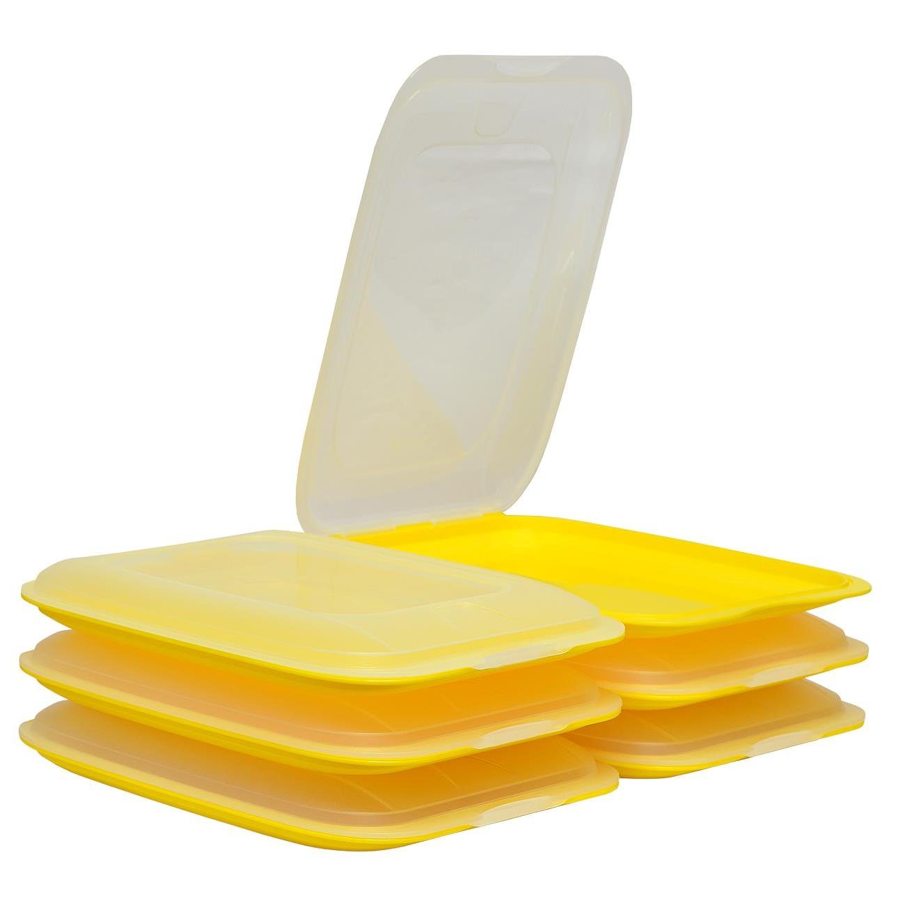 Engelland Frischhaltedose Aufschnittdosen, im transparentem platzsparend, Gelb Kunststoff, Ordnung mit 6-tlg., Kühlschrank, Kühlschrankbox, Deckel), Organizer, stapelbar, Kunststoff, Stapelbox (Vorteils-Set
