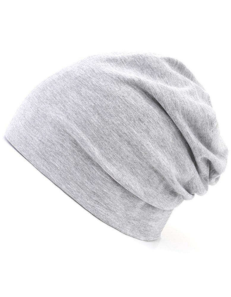 Modescout Stadler Beanie Jersey Mütze Slouch Beanie aus Bio-Baumwolle Heather Light Grey