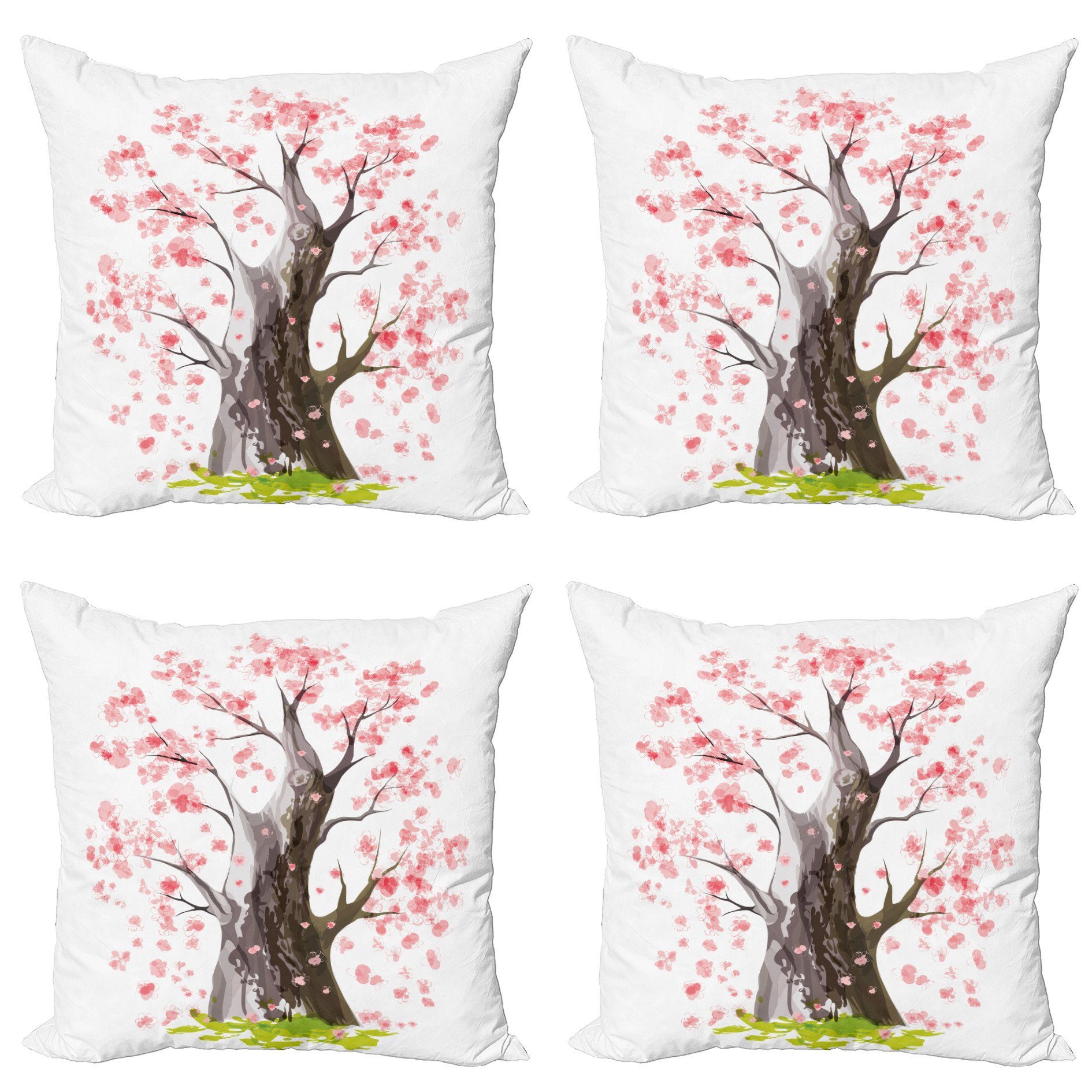 Kissenbezüge Modern Accent Doppelseitiger Digitaldruck, Abakuhaus (4 Stück), Baum Blooming Sakura