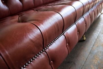 JVmoebel 3-Sitzer Chesterfield Design Luxus Polster Sofa Couch 100% Leder Sofort