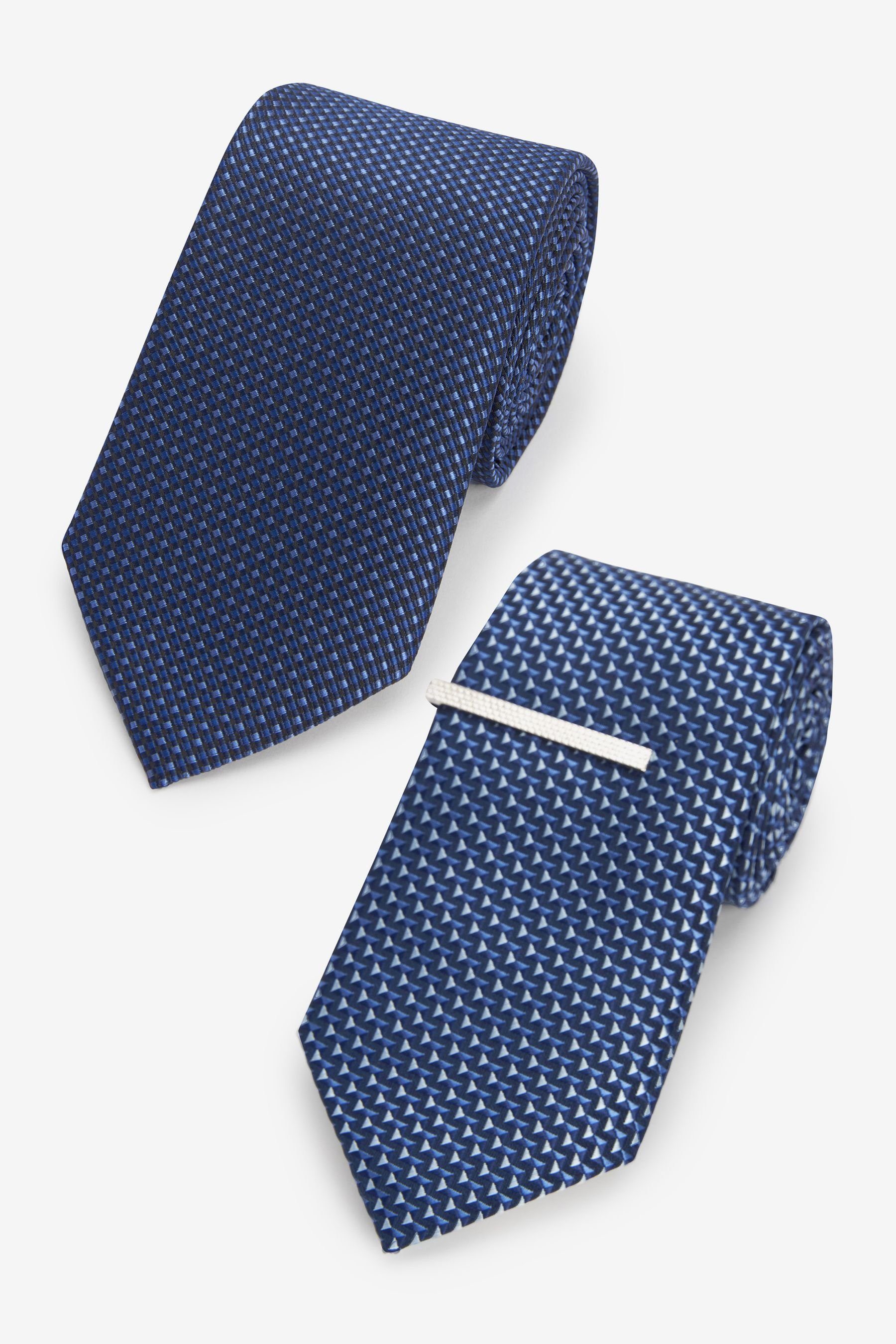 Next mit (3-St) x 2 Krawattennadel Krawatte Struktur-Krawatten