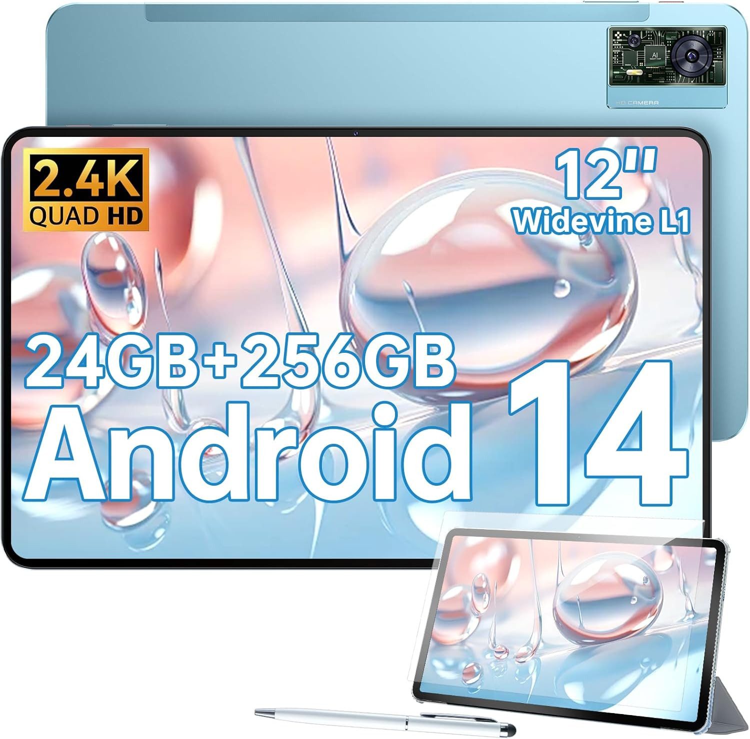 OUKITEL 8250mAh Akku Octa-Core, 16MP Kamera 5G WiFi/TÜV/GPS Tablet (12", 256 GB, Android 14, 4G LTE/ 5G WiFi, mit leistungsstarkem Design, langer Akkulaufzeit und Top-Kamera)