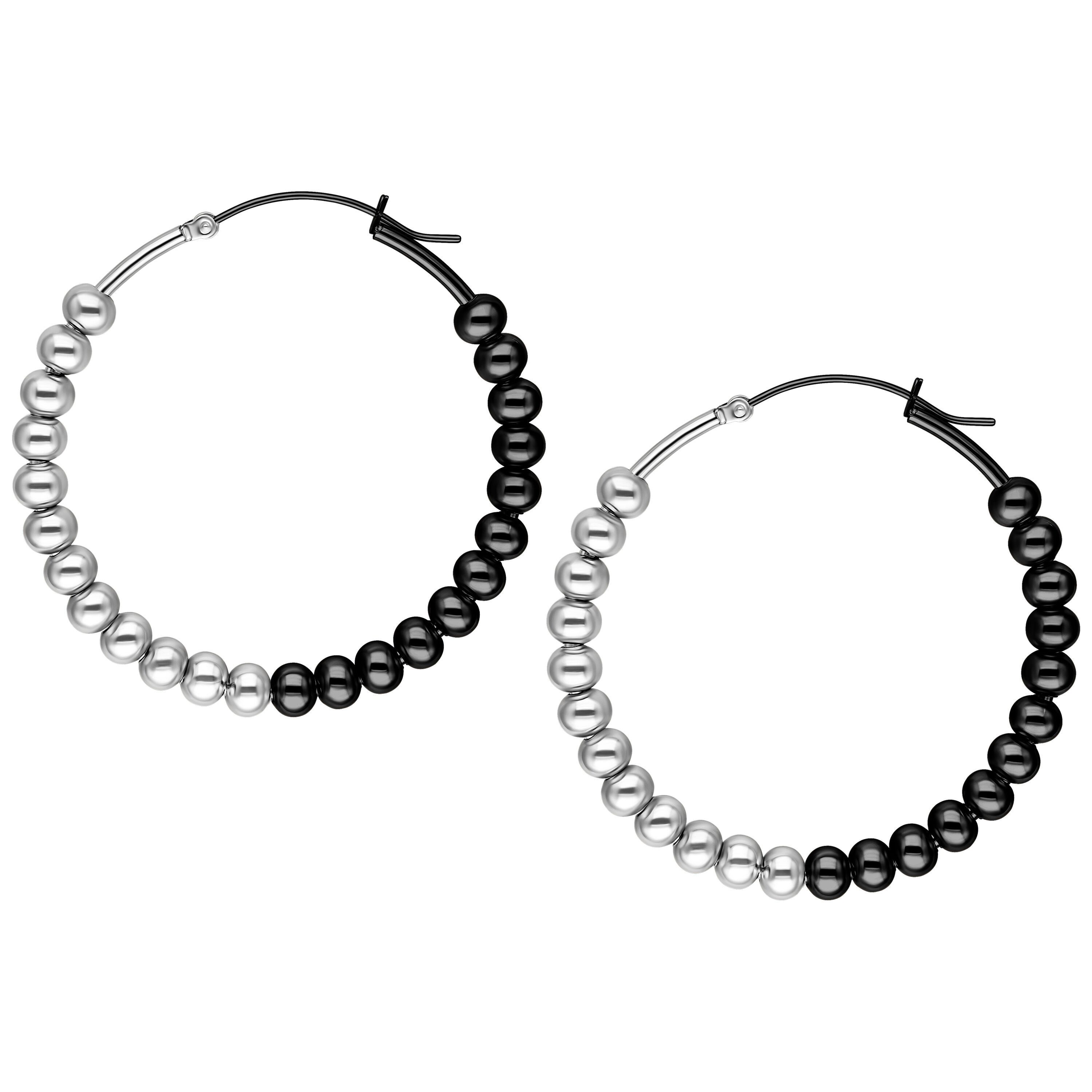 Paar Ohrhänger Bubble Hoops - Srebrna/Schwarz