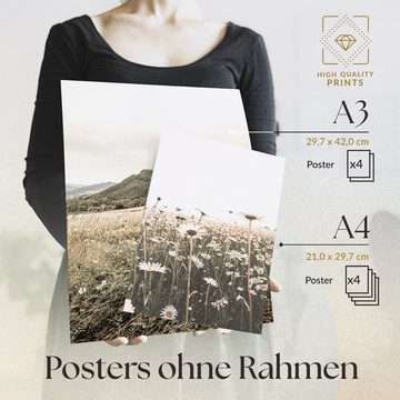 Heimlich Poster Set als Wohnzimmer Deko, Bilder DIN A3 & DIN A4, Blumen Deko, Pflanzen