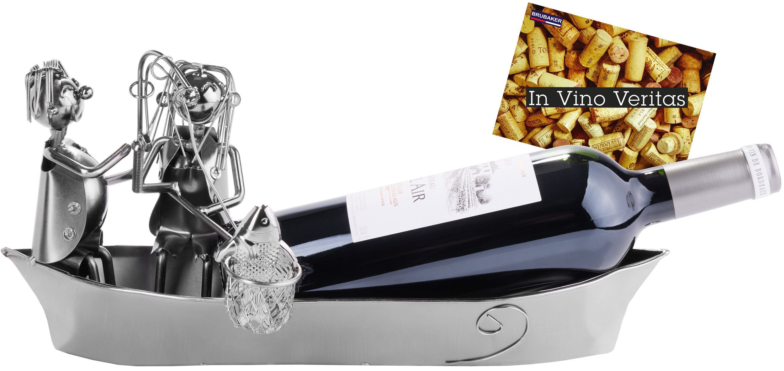 BRUBAKER Weinflaschenhalter Fischerpaar auf einem Boot, (inklusive Grußkart günstig online kaufen