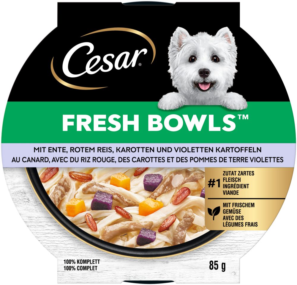 Cesar CESAR® Fresh Bowls mit Ente 85g, Nassfutter für: Hund