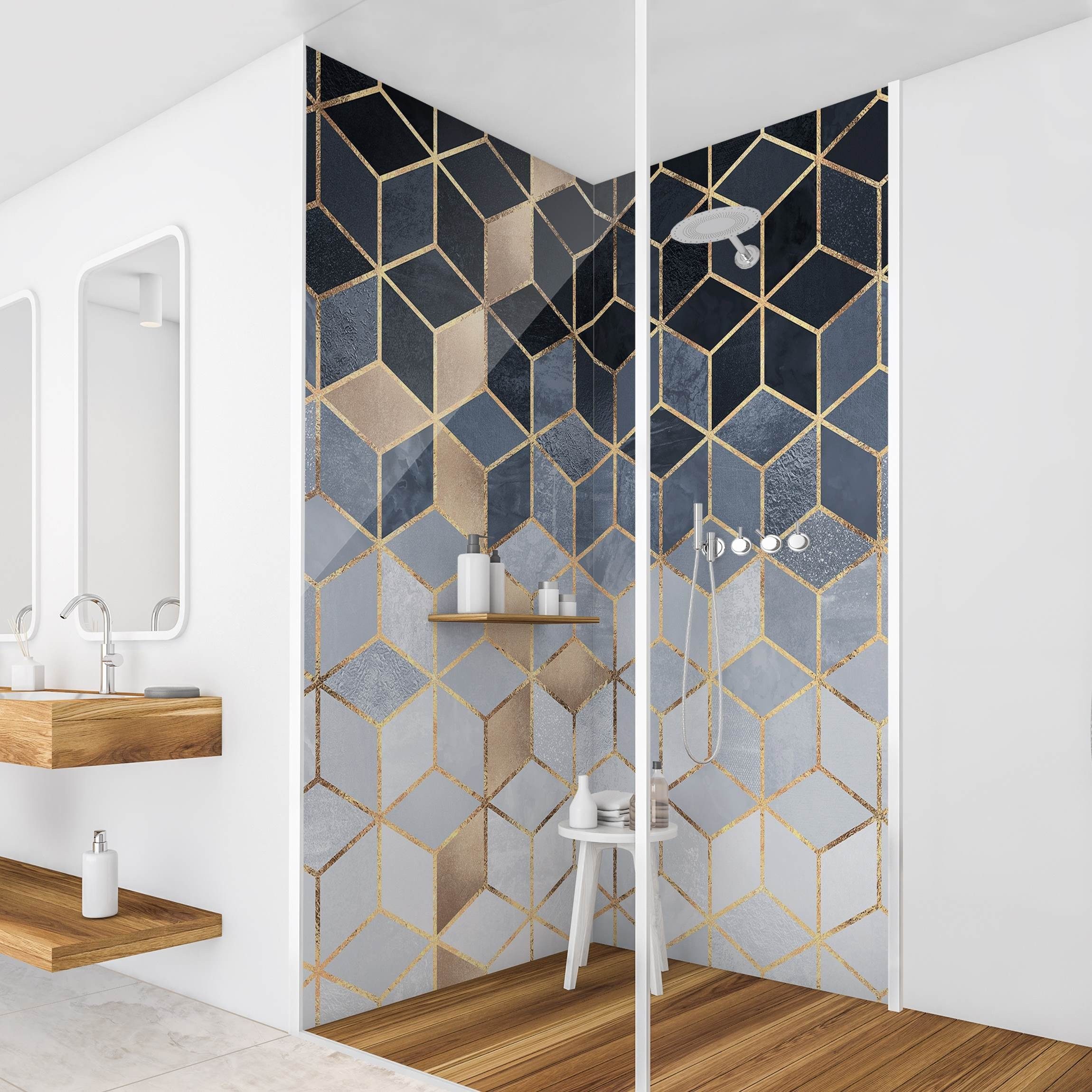 Bilderdepot24 Duschrückwand Muster gold Badrückwand ohne günstig online kaufen
