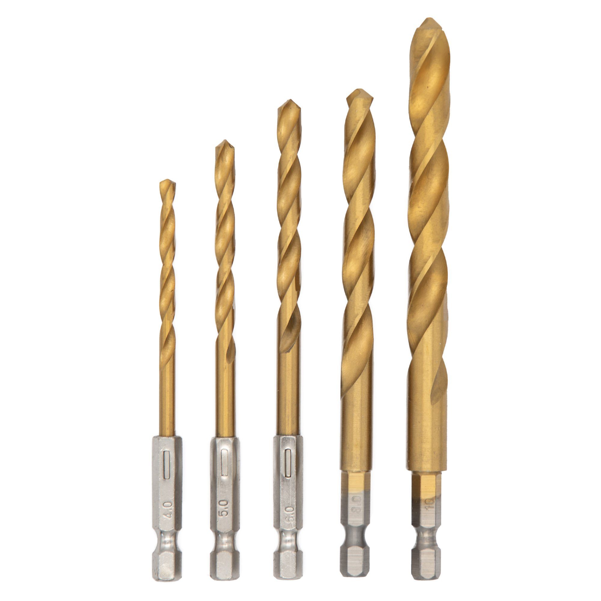 Bohrer- und Bitset Metallbohrer Spiralbohrer Bohrersatz Bit 5 tlg