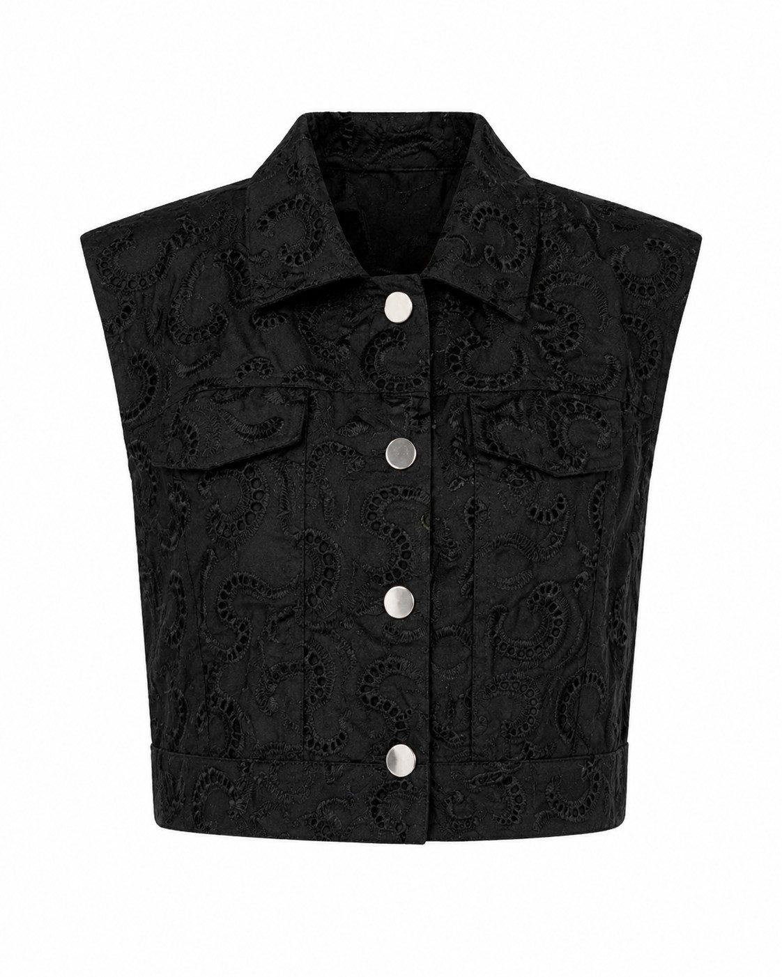ITALY VIBES Kurzweste - Weste Damen - Häkelweste - ärmellose Jacke mit Stickerei - ONE SIZE passt hier Gr. XS - L