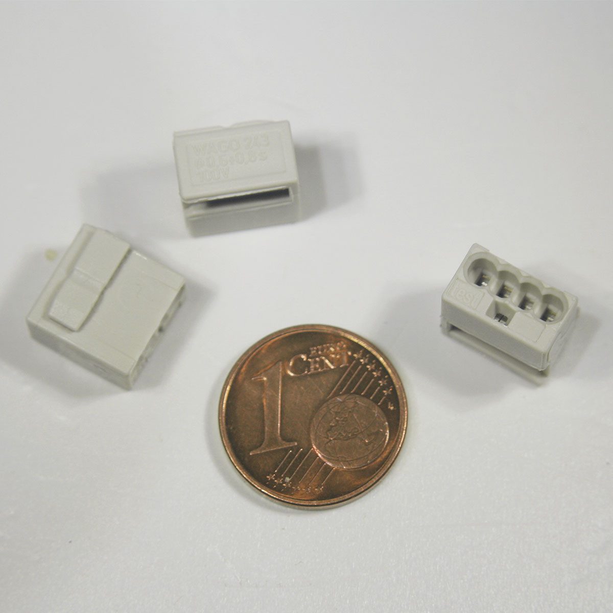 WAGO Verbindungsdosenklemme 100 WAGO Micro-Steckklemmen 4x 0,6-0,8 mm² - grau