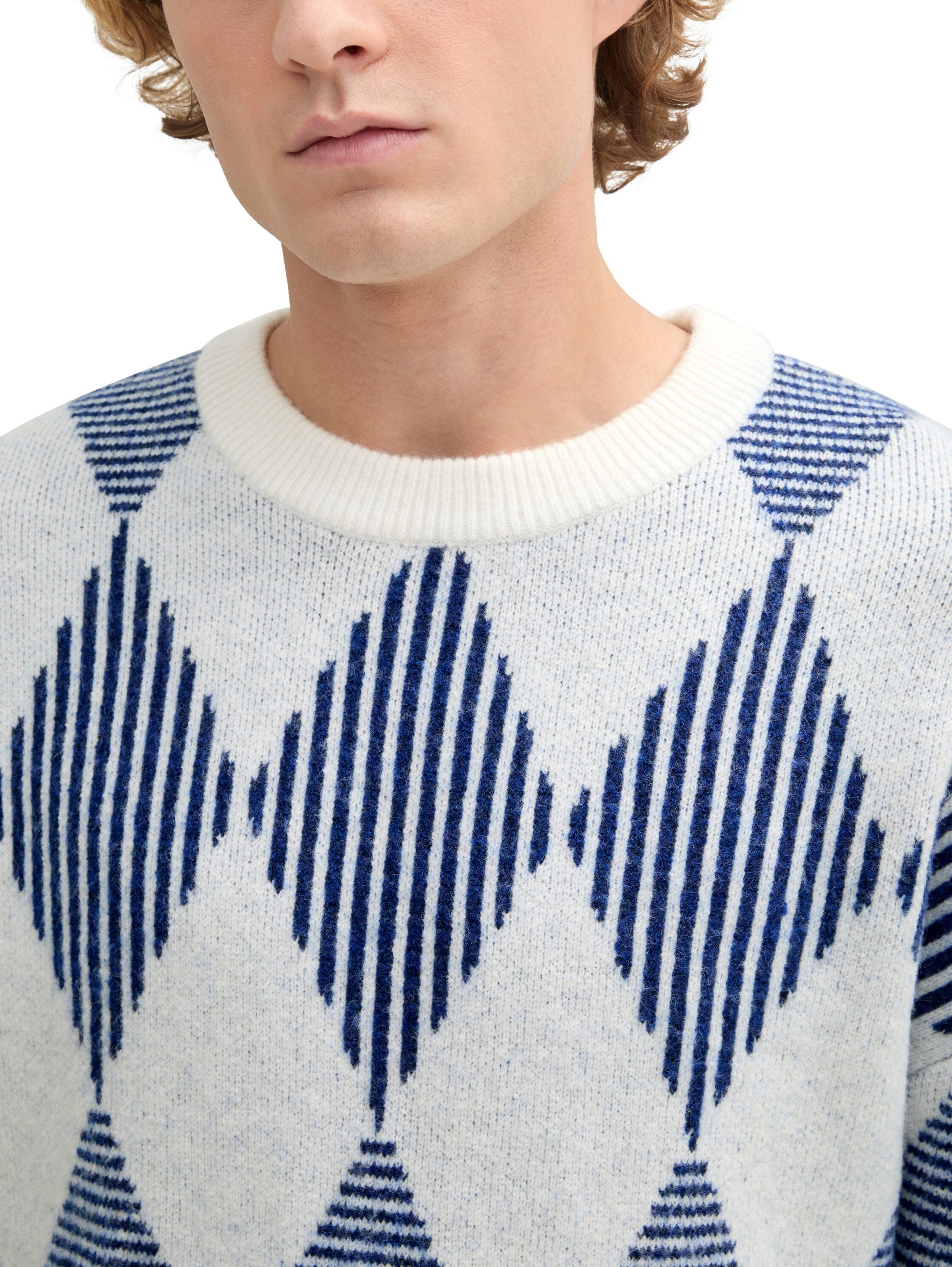 TOM TAILOR Denim Rundhalspullover mit Argyle Muster