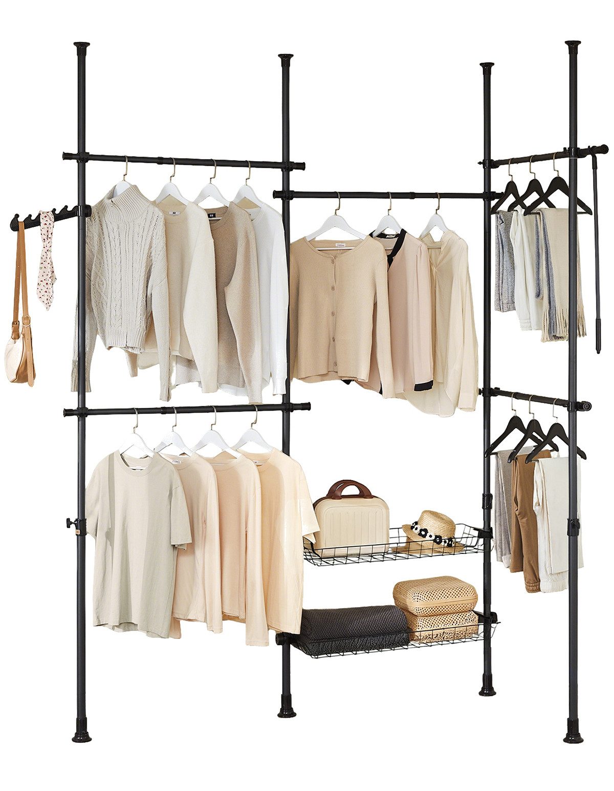 SoBuy Kleiderständer KLS04, Garderobenständer Kleiderschrank, verstellbares Regal, Schlafzimmer