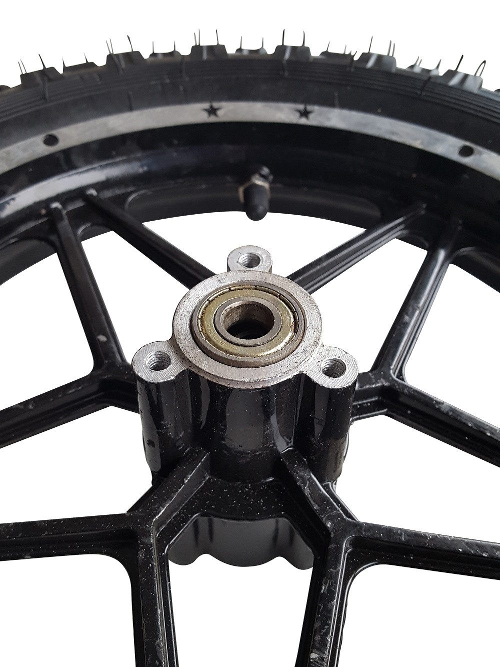 FunSport-Factory Ersatzrad Vorderrad 2.50-10 Scooter Schwarz komplett, Komplettrad mit Reifen, Schlauch und Kugellagern
