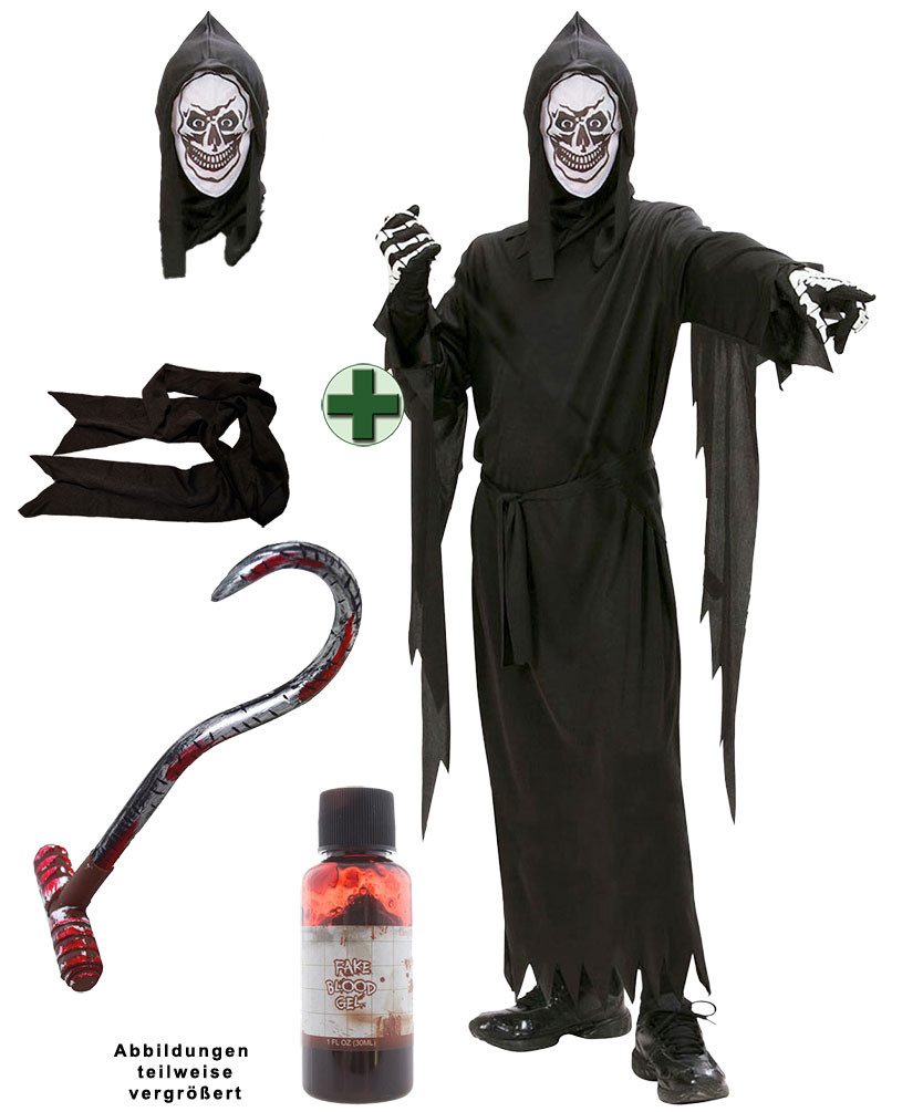Karneval-Klamotten Zombie-Kostüm Kinder Halloween Zombie-Gewand Weißes Gesicht, Halloweenkostüm Jungen Mädchen mit blutigen Horror Haken und Blut