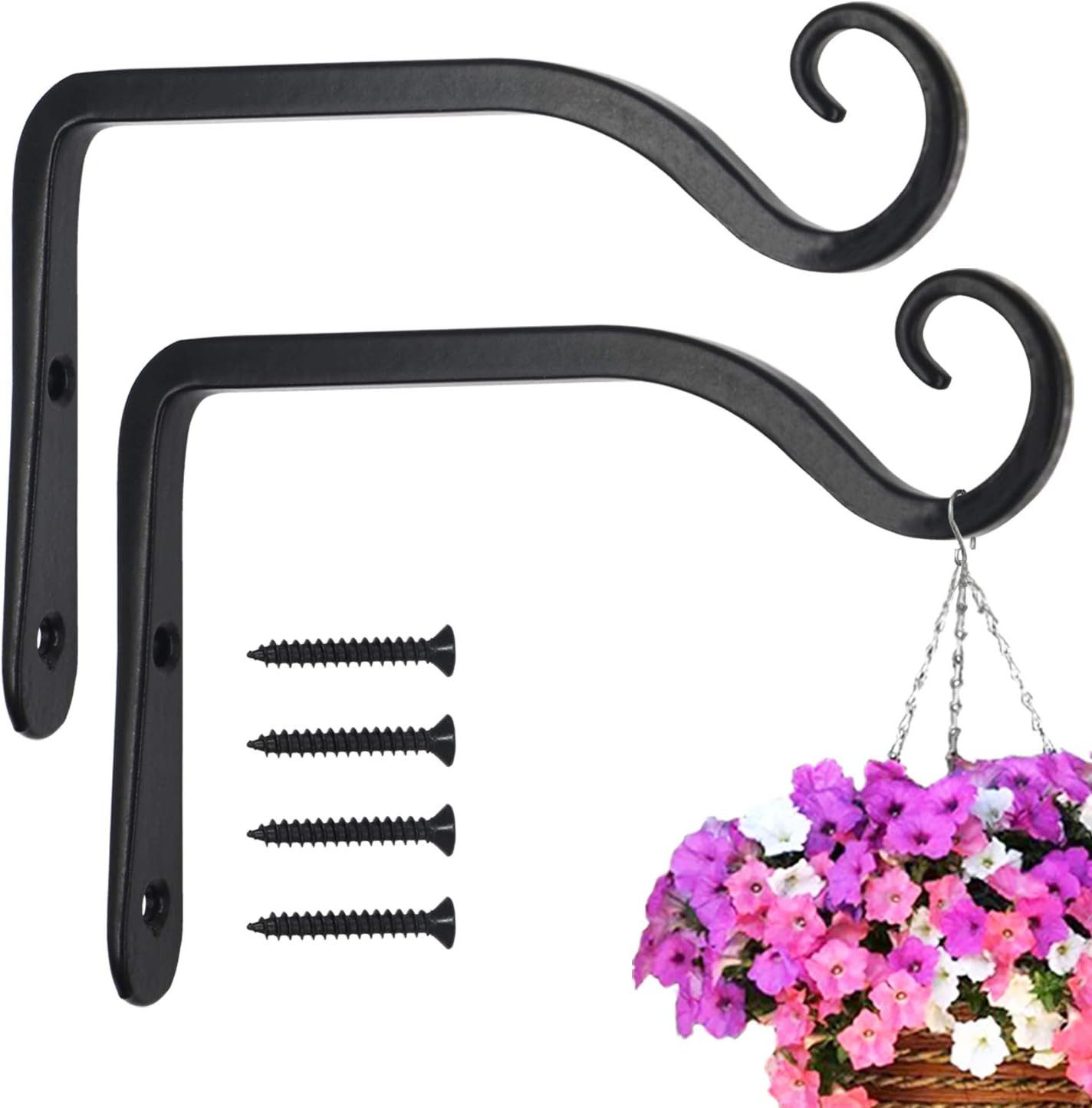 FELIXLEO Wandhalter 2 Stück Pflanzenhalter Wandhaken 15 cm Schwarz