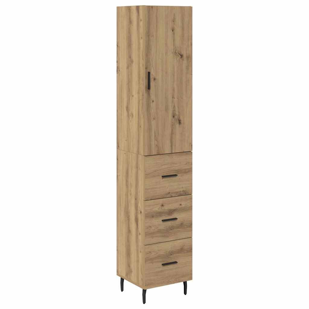 vidaXL Highboard Highboard Artisan-Eiche 34,5 x 34 x 180 cm Holzwerkstoff (1 St)