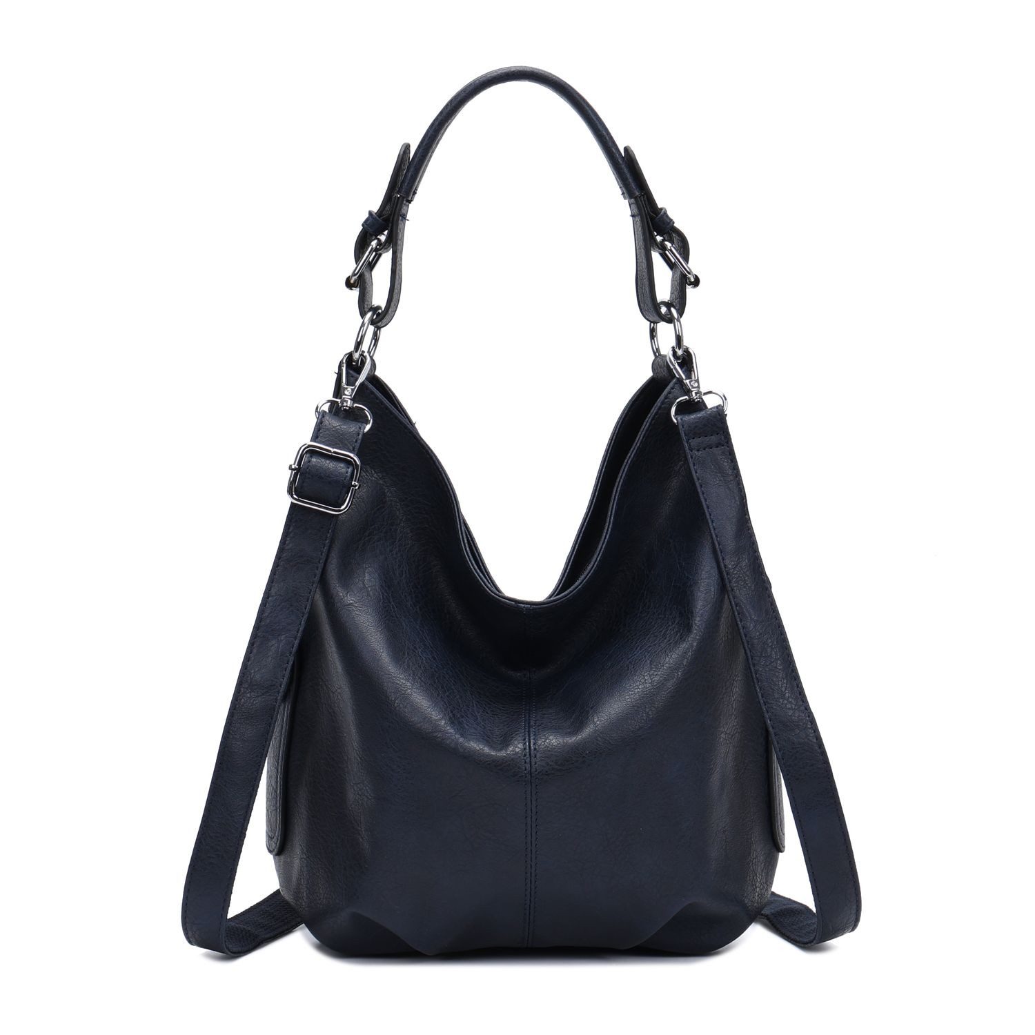 ITALYSHOP24 Schultertasche DAMEN SHOPPER Hobo Bag Umhängetasche Handtasche City Bag Cross-Over (Spar-Set: Henkel Tasche mit Schultergurt, Workbag Leder Optik, 2-tlg., mit Henkel und Schultergurt), Damentasche Freizeit Abend Leder Optik Henkeltasche Reise Crossbody