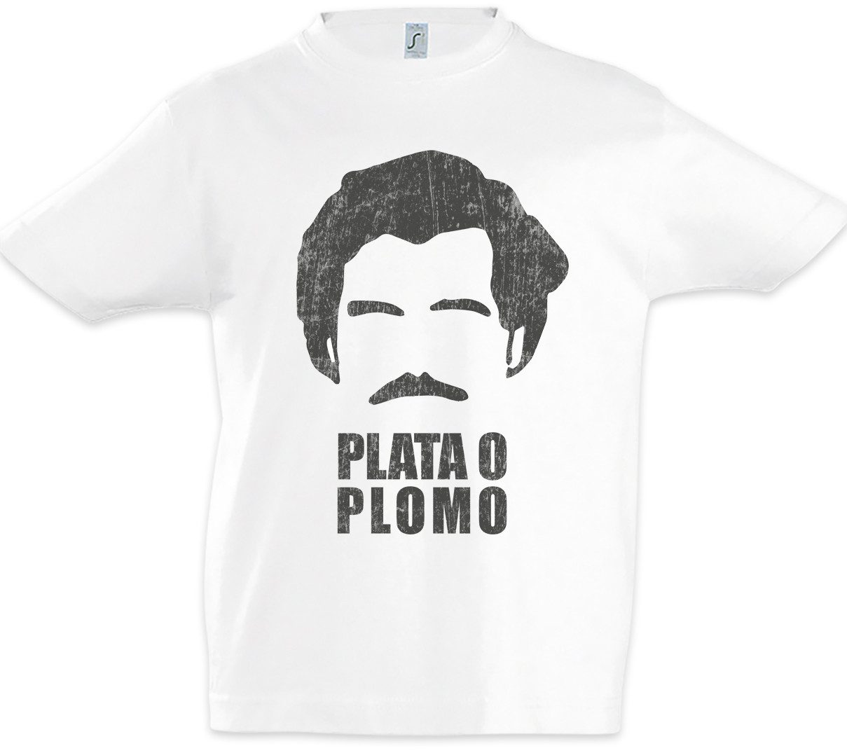 Print-Shirt Plata O Plomo Kinder T-Shirt Pablo Fun Narcos Quote Escobar Portrait