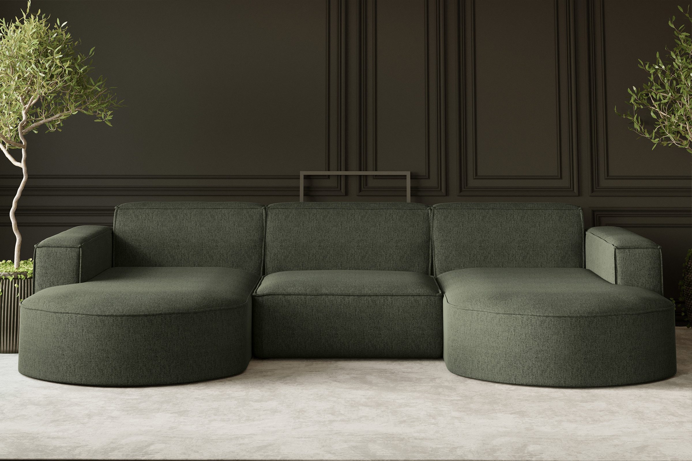 Kaiser Möbel Ecksofa Sofa U form, Couch MODENA U STUDIO stoff Verita, Poso, günstig online kaufen