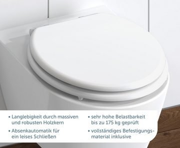 Schütte WC-Sitz »WHITE«, mit Absenkautomatik und Holzkern, max, Belastung der Klobrille 150 kg
