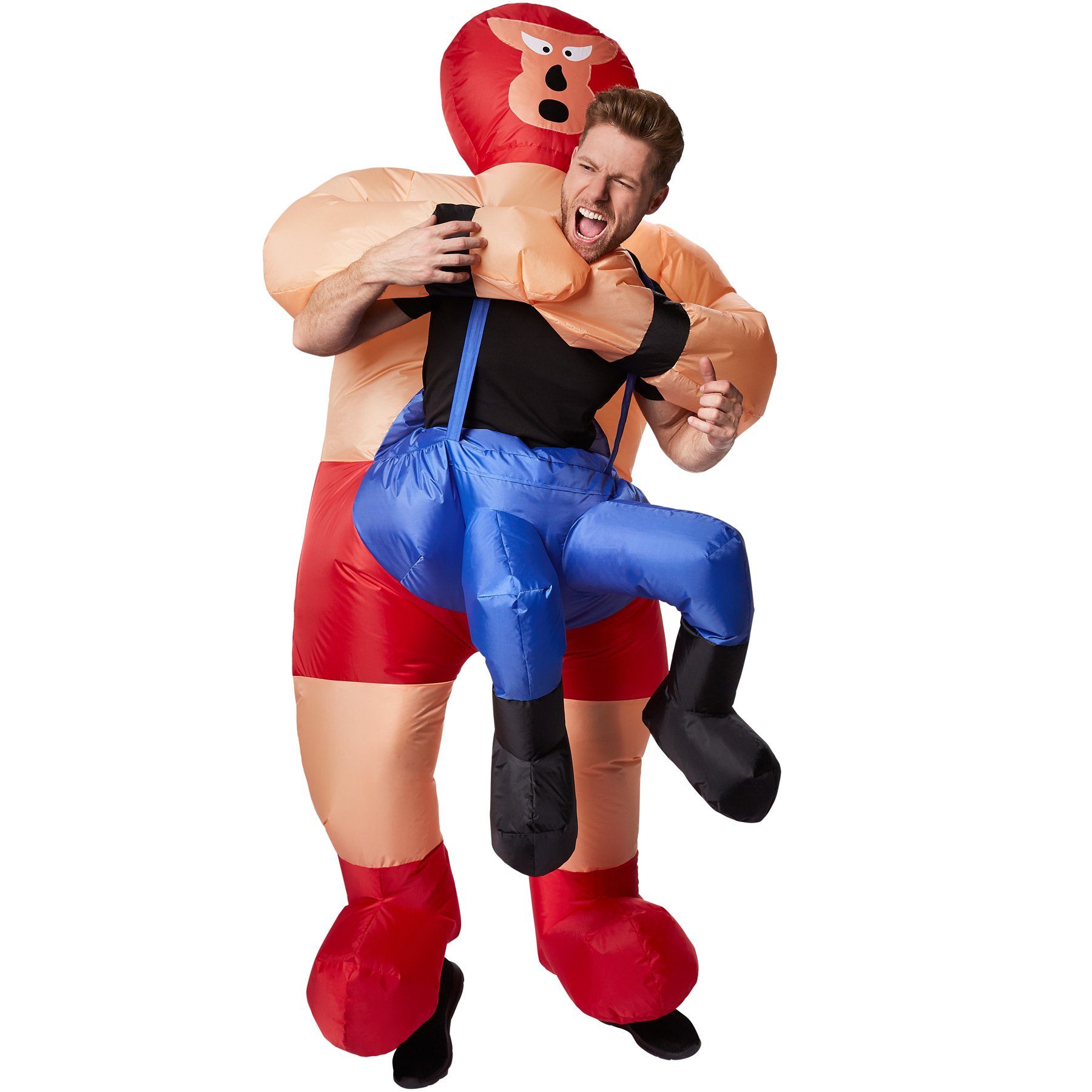 dressforfun Kostüm Selbstaufblasbares Aufsitzkostüm Wrestler, Batteriebetrieben, innerhalb von Sekunden aufgeblasen