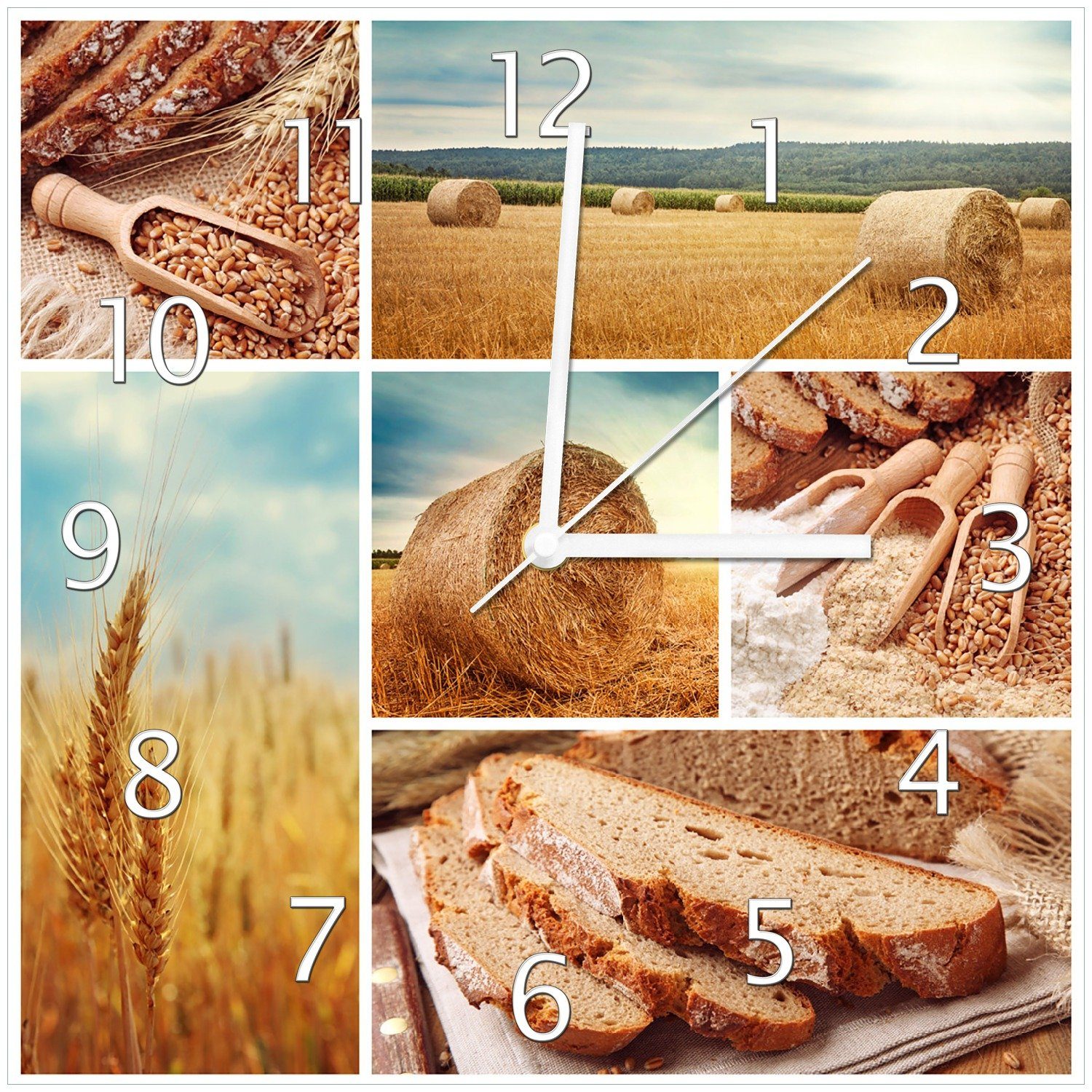 Brot Weizen Mehl und Wanduhr (Glasuhr) Korn Vom Wallario zum