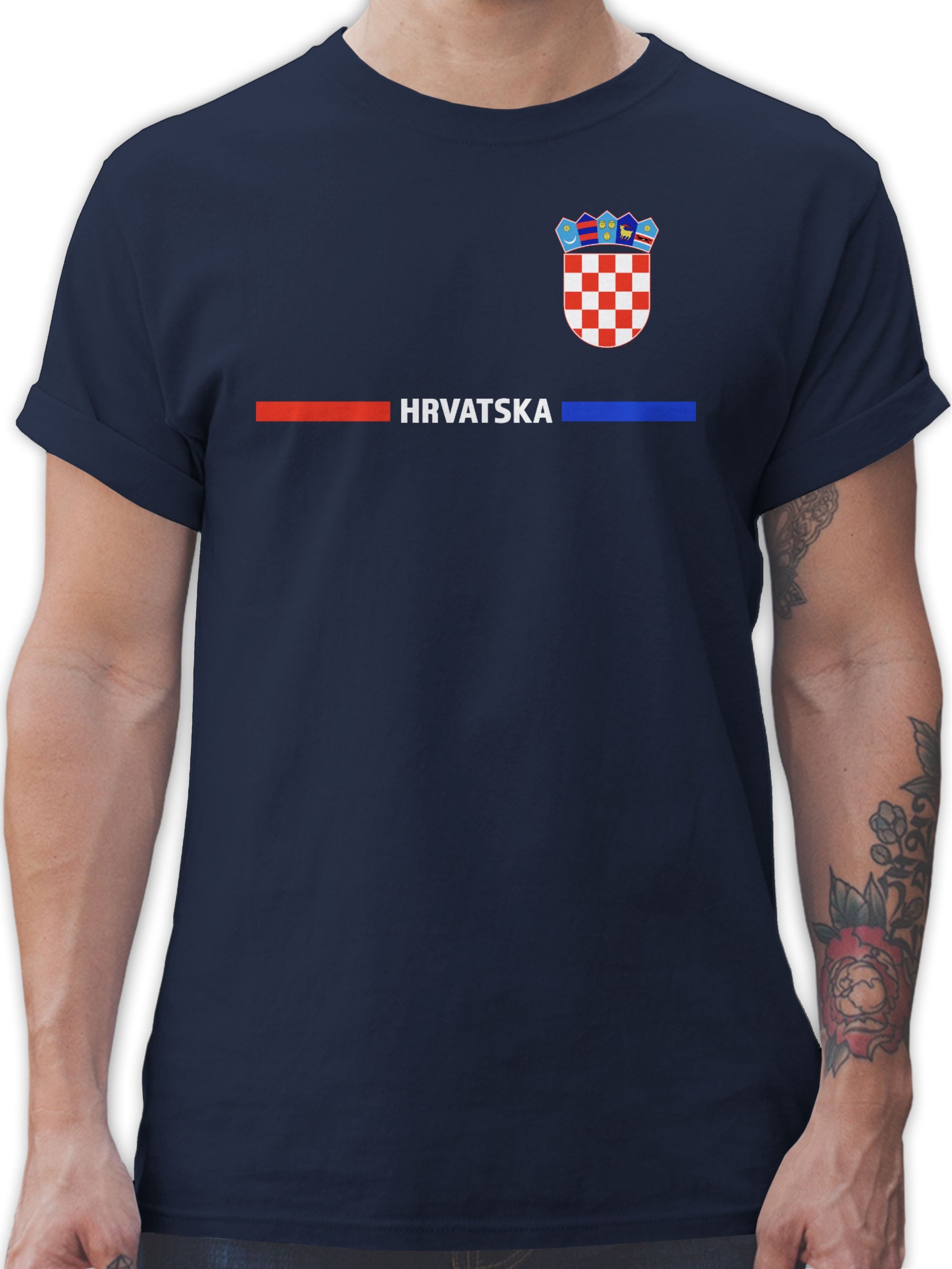 Shirtracer T-Shirt Kroatisches Trikot Wappen, Hrvatska mit Stolz, Hrvatska-Fans 2026 Fussball WM Fanartikel