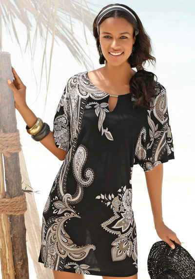 LASCANA Jerseykleid mit Zierdetail am Ausschnitt, sommerliches Tunikakleid, Strandkleid